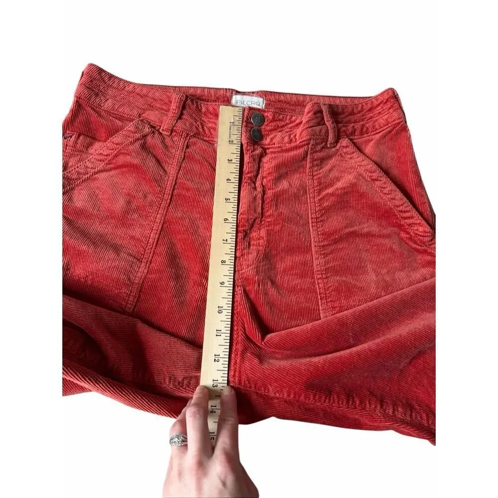 Anthropologie Pilcro Corduroy Pants‎ The Wanderer Relaxed Leg Salmon Red 33 Tall